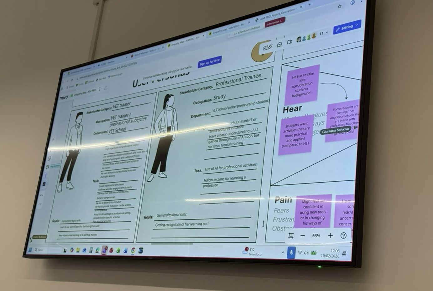Learning about the empathy map methodology during the Needs Analysis Workshop led by UNIPI. 